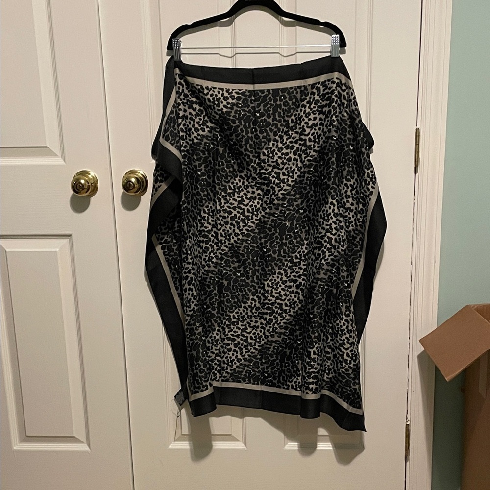 George Black and Gray Animal Print Scarf